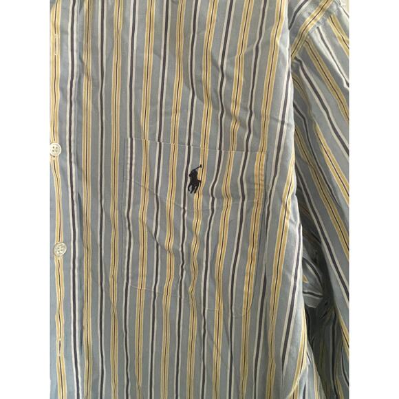Men's Ralph Lauren Blue/YellowStripe LS Button Down Shirt - Size 16.5 Large, A69 - Picture 5 of 8